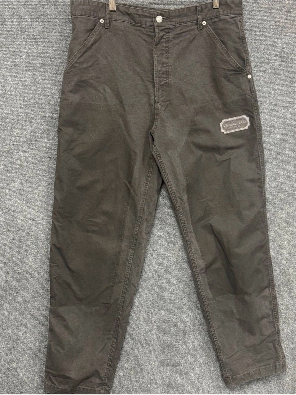 Christian Dior Gray Contrast Couture Embroidered Carpenter Pants 33